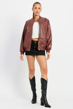 Load image into Gallery viewer, Vintage Burgundy Leather Bomber Jacket