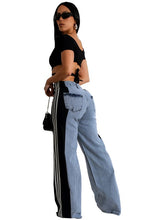 Load image into Gallery viewer, Casual Fashion Blue-White Style Denim Pants