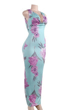 Load image into Gallery viewer, Floral Halter Draped Maxi Dress