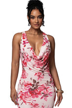 Load image into Gallery viewer, Floral Halter Draped Maxi Dress