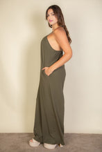 Load image into Gallery viewer, Solid Taupe Spaghetti Plus Strap Wide Jumpsuit