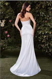 Beautiful White Satin Strapless Wedding Dress