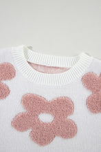 Load image into Gallery viewer, White Flower Drop Shoulder Loose Fit Sweater