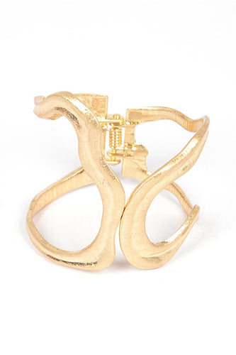 Cutout Gold Textured Iconic Hinge Bangle