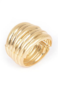 Textured Iconic Gold Casting Spring Hinge Bangle