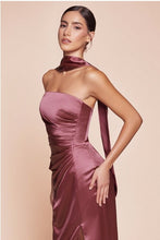 Load image into Gallery viewer, Posh Luxury Strapless Satin Sage Gown w/Sash