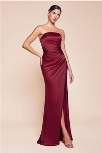 Posh Luxury Strapless Satin Sage Gown w/Sash