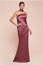 Load image into Gallery viewer, Posh Luxury Strapless Satin Mauve Gown w/Sash