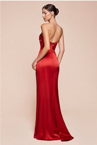 Posh Luxury Strapless Satin Sage Gown w/Sash