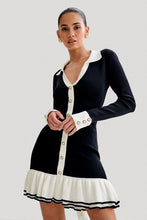 Load image into Gallery viewer, Fashion Black Button-Up Sweater Dress