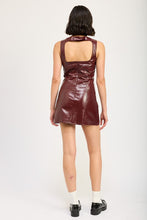 Load image into Gallery viewer, Premium Faux Leather Wine Sleeveless Mini Dress