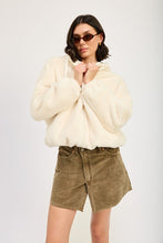 Load image into Gallery viewer, FUZZY Cream HOODED JACKET