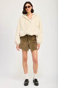 FUZZY Cream HOODED JACKET