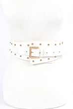 Load image into Gallery viewer, Studded Iconic White-Gold Wide Corset Belt