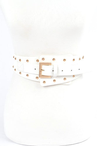 Studded Iconic White-Gold Wide Corset Belt