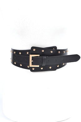 Studded Iconic Black-Gold Wide Corset Belt