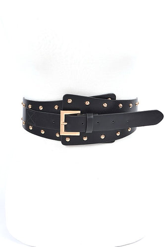 Studded Iconic Black-Gold Wide Corset Belt