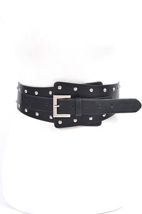 Studded Iconic White-Gold Wide Corset Belt