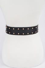 Load image into Gallery viewer, Studded Iconic White-Gold Wide Corset Belt