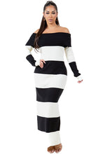 Load image into Gallery viewer, Long Fashion Black-White Maxi Knit Dress