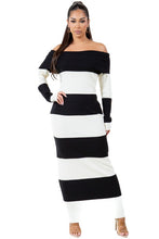 Load image into Gallery viewer, Long Fashion Black-White Maxi Knit Dress