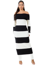 Load image into Gallery viewer, Long Fashion Black-White Maxi Knit Dress