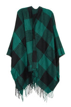 Load image into Gallery viewer, Plaid Green Pattern Ruana Poncho