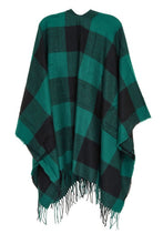 Load image into Gallery viewer, Plaid Green Pattern Ruana Poncho