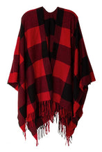 Load image into Gallery viewer, Plaid Green Pattern Ruana Poncho