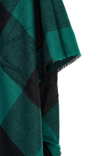 Load image into Gallery viewer, Plaid Green Pattern Ruana Poncho