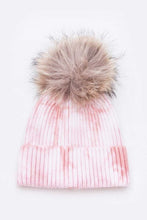 Load image into Gallery viewer, Large Genuine Fur Pom Tie Dyed Cotton Blend Beanie