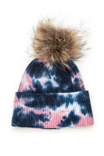 Load image into Gallery viewer, Tie Dyed Natural Natural Genuine Fur Pom Beanie