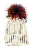 Load image into Gallery viewer, Mix Color Genuine Fur Pom Pom Beanie