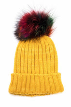 Load image into Gallery viewer, Mix Color Genuine Fur Pom Pom Beanie