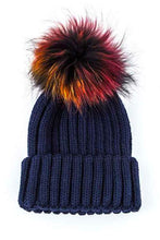 Load image into Gallery viewer, Mix Color Genuine Fur Pom Pom Beanie