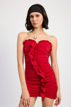 Load image into Gallery viewer, RUCHED RUFFLE MINI DRESS