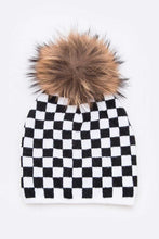 Load image into Gallery viewer, Mix Print Raccoon Fur Pom Iconic Beanie