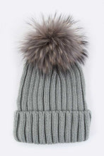 Load image into Gallery viewer, Raccoon Fur PomPom Beanie