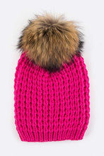 Load image into Gallery viewer, Raccoon Fur PomPom Beanie