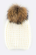 Load image into Gallery viewer, Raccoon Fur PomPom Beanie