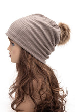 Load image into Gallery viewer, Faux Fur Pom Cotton Slouchy Beanie