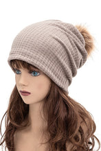 Load image into Gallery viewer, Faux Fur Pom Cotton Slouchy Beanie