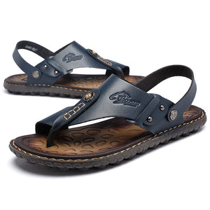 Lake Blue Men's Leather Flip Flop Sandals