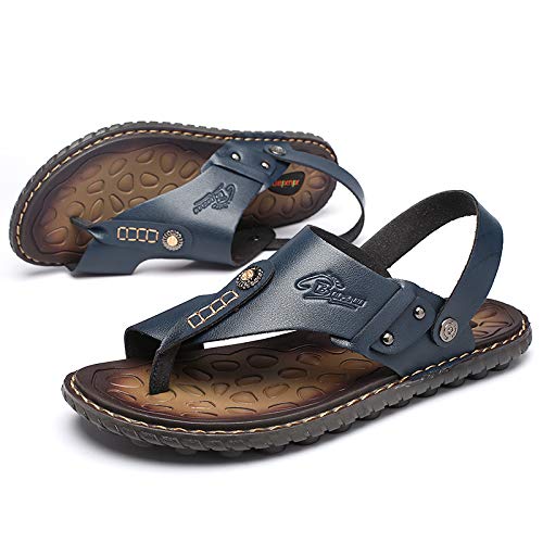 Lake Blue Men's Leather Flip Flop Sandals