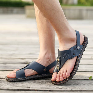 Lake Blue Men's Leather Flip Flop Sandals