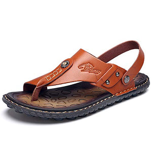 Crafted Brown Men's Leather Flip Flop Sandals