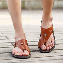 Load image into Gallery viewer, Crafted Brown Men&#39;s Leather Flip Flop Sandals