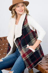 Warm Multi-Pattern Sleeveless Plaid Vest