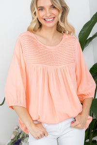 White Pinktuck Detail Tunic Blouses Top