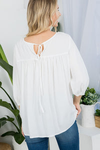 White Pinktuck Detail Tunic Blouses Top